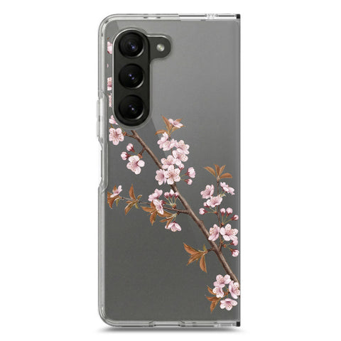 Samsung Galaxy Z Fold 5 Cover - Velvet Bloom Series - Clear Phone Case - Soft Silicon Borders