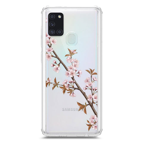 Samsung Galaxy A21s Cover - Velvet Bloom Series - Clear Phone Case - Soft Silicon Borders