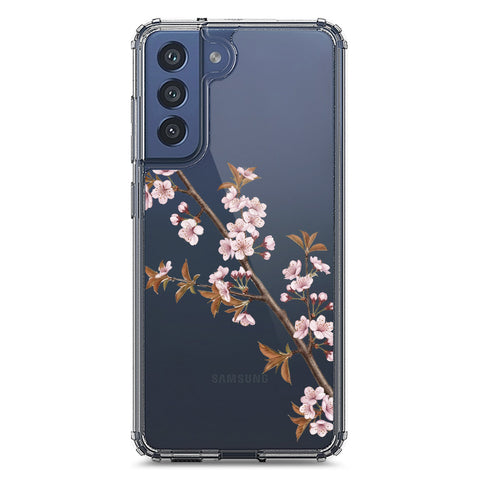Samsung Galaxy S21 FE 5G Cover - Velvet Bloom Series - Clear Phone Case - Soft Silicon Borders