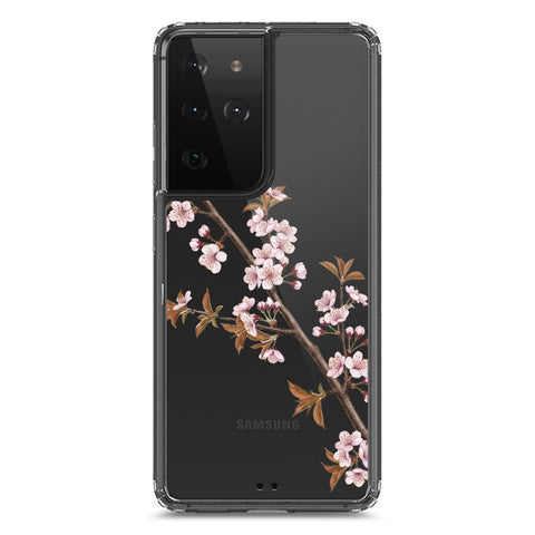 Samsung Galaxy S21 Ultra 5G Cover - Velvet Bloom Series - Clear Phone Case - Soft Silicon Borders