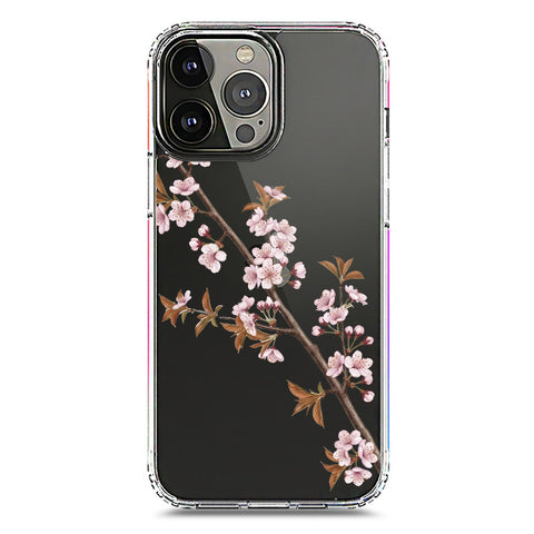 iPhone 13 Pro Max Cover - Velvet Bloom Series - Clear Phone Case - Soft Silicon Borders