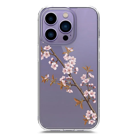 iPhone 14 Pro Cover - Velvet Bloom Series - Clear Phone Case - Soft Silicon Borders