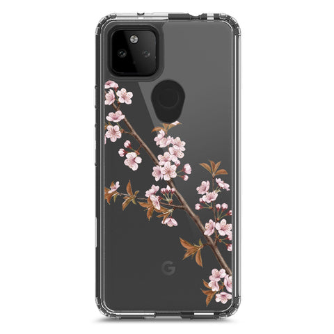 Google Pixel 5a 5G Cover - Velvet Bloom Series - Clear Phone Case - Soft Silicon Borders