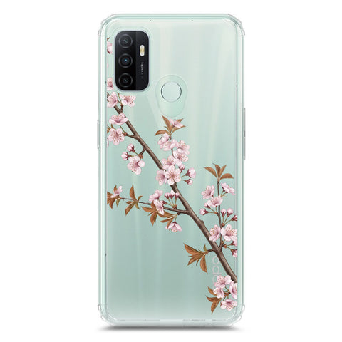 Oppo A53 Cover - Velvet Bloom Series - Clear Phone Case - Soft Silicon Borders