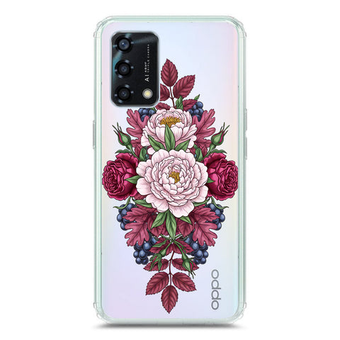 Oppo A95 Cover - Velvet Bloom Series - Clear Phone Case - Soft Silicon Borders