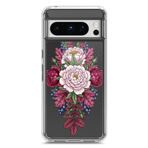 Google Pixel 8 Pro Cover - Velvet Bloom Series - Clear Phone Case - Soft Silicon Borders