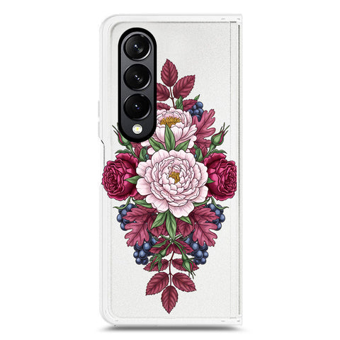 Samsung Galaxy Z Fold 4 5G Cover - Velvet Bloom Series - Clear Phone Case - Soft Silicon Borders