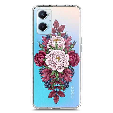 Oppo A96 4G Cover - Velvet Bloom Series - Clear Phone Case - Soft Silicon Borders
