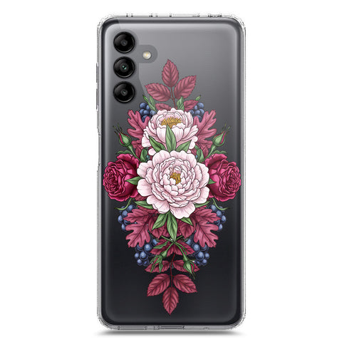 Samsung Galaxy A04s Cover - Velvet Bloom Series - Clear Phone Case - Soft Silicon Borders