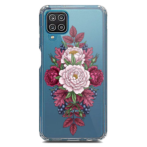 Samsung Galaxy A12 Cover - Velvet Bloom Series - Clear Phone Case - Soft Silicon Borders