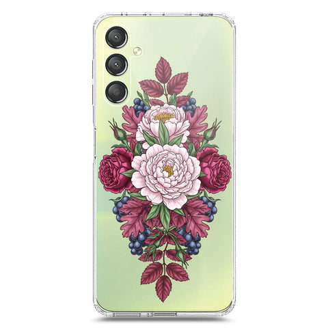 Samsung Galaxy A25 5G Cover - Velvet Bloom Series - Clear Phone Case - Soft Silicon Borders