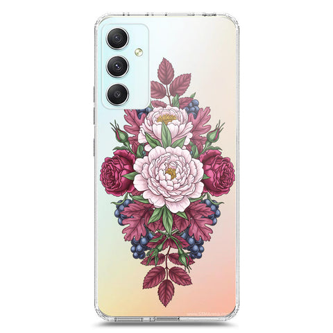 Samsung Galaxy A34 5G Cover - Velvet Bloom Series - Clear Phone Case - Soft Silicon Borders