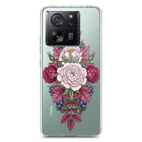 Xiaomi 13T Pro Cover - Velvet Bloom Series - Clear Phone Case - Soft Silicon Borders