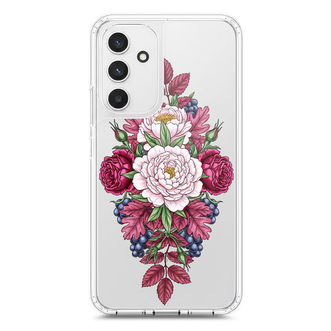 Samsung Galaxy A54 5G Cover - Velvet Bloom Series - Clear Phone Case - Soft Silicon Borders