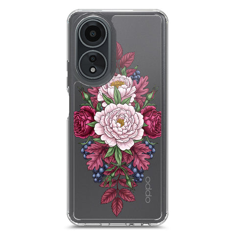 Oppo A58 4G Cover - Velvet Bloom Series - Clear Phone Case - Soft Silicon Borders