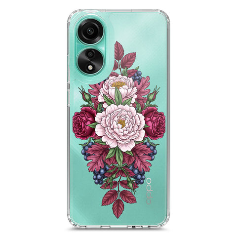 Oppo A78 4G Cover - Velvet Bloom Series - Clear Phone Case - Soft Silicon Borders