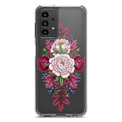 Samsung Galaxy A13 Cover - Velvet Bloom Series - Clear Phone Case - Soft Silicon Borders