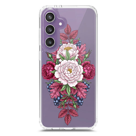 Samsung Galaxy S24 Plus Cover - Velvet Bloom Series - Clear Phone Case - Soft Silicon Borders
