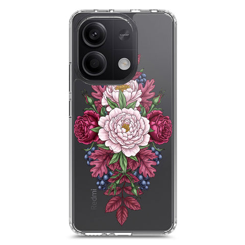 Xiaomi Redmi Note 13 Cover - Velvet Bloom Series - Clear Phone Case - Soft Silicon Borders