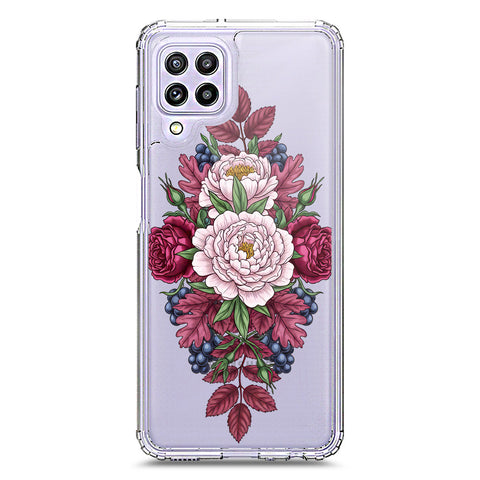 Samsung Galaxy M22 Cover - Velvet Bloom Series - Clear Phone Case - Soft Silicon Borders