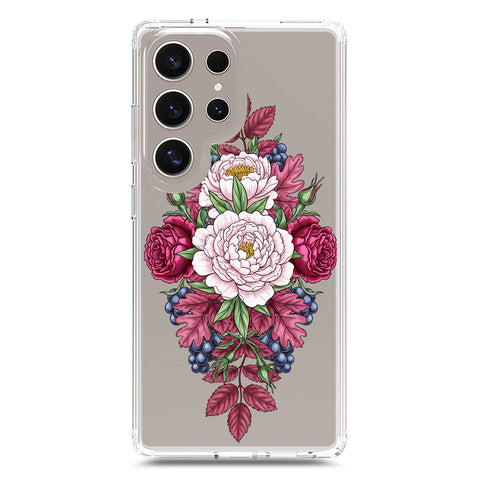 Samsung Galaxy S25 Ultra Cover - Velvet Bloom Series - Clear Phone Case - Soft Silicon Borders