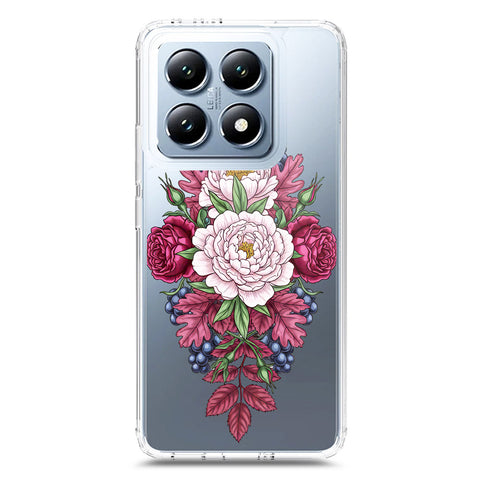 Xiaomi 14T Pro Cover - Velvet Bloom Series - Clear Phone Case - Soft Silicon Borders