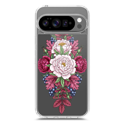 Google Pixel 10 Pro XL Cover - Velvet Bloom Series - Clear Phone Case - Soft Silicon Borders