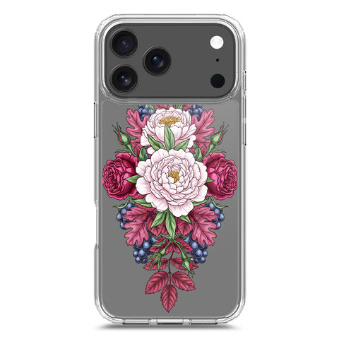 iPhone 17 Pro Max Cover - Velvet Bloom Series - Clear Phone Case - Soft Silicon Borders
