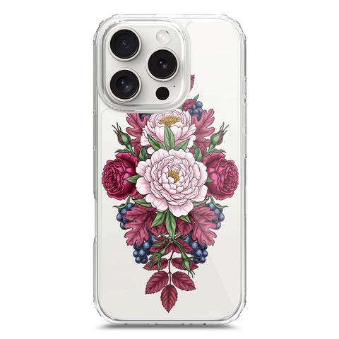 iPhone 16 Pro Cover - Velvet Bloom Series - Clear Phone Case - Soft Silicon Borders