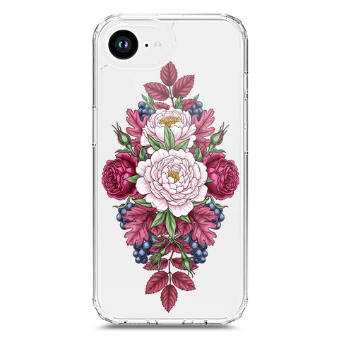 iPhone 16e Cover - Velvet Bloom Series - Clear Phone Case - Soft Silicon Borders