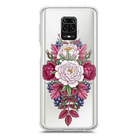 Xiaomi Redmi Note 9 Pro Max Cover - Velvet Bloom Series - Clear Phone Case - Soft Silicon Borders