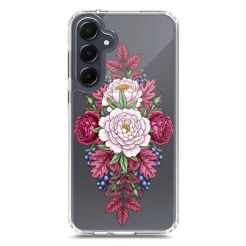 Samsung Galaxy A35 Cover - Velvet Bloom Series - Clear Phone Case - Soft Silicon Borders