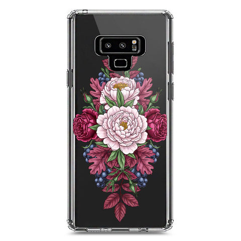 Samsung Galaxy Note 9 Cover - Velvet Bloom Series - Clear Phone Case - Soft Silicon Borders