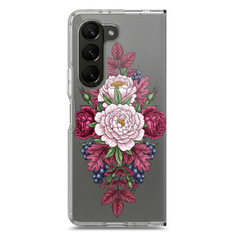 Samsung Galaxy Z Fold 5 Cover - Velvet Bloom Series - Clear Phone Case - Soft Silicon Borders