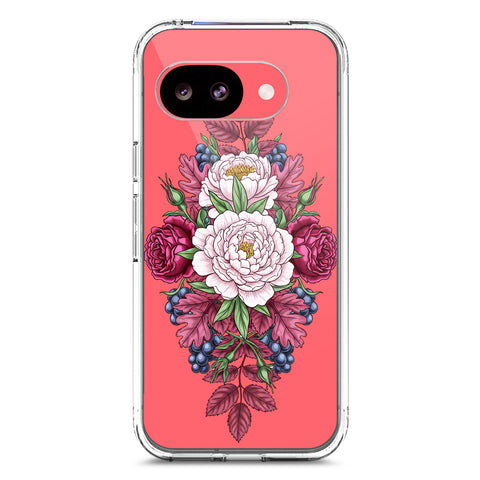 Google Pixel 10a Cover - Velvet Bloom Series - Clear Phone Case - Soft Silicon Borders
