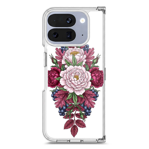 Google Pixel 10 Pro Fold Cover - Velvet Bloom Series - Clear Phone Case - Soft Silicon Borders