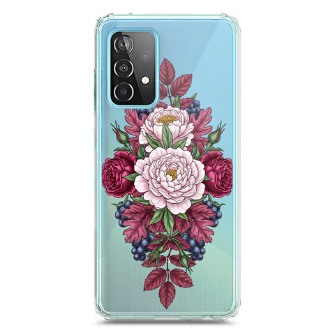 Samsung Galaxy A52 Cover - Velvet Bloom Series - Clear Phone Case - Soft Silicon Borders