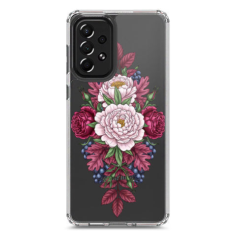 Samsung Galaxy A73 5G Cover - Velvet Bloom Series - Clear Phone Case - Soft Silicon Borders