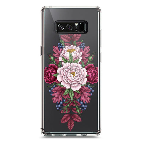 Samsung Galaxy Note 8 Cover - Velvet Bloom Series - Clear Phone Case - Soft Silicon Borders