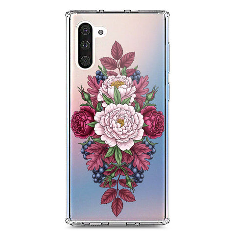 Samsung Galaxy Note 10 Cover - Velvet Bloom Series - Clear Phone Case - Soft Silicon Borders