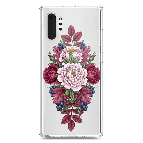 Samsung Galaxy Note 10 Plus Cover - Velvet Bloom Series - Clear Phone Case - Soft Silicon Borders