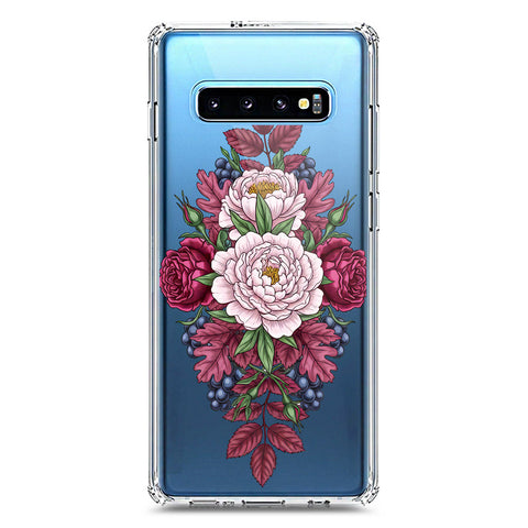 Samsung Galaxy S10 Plus Cover - Velvet Bloom Series - Clear Phone Case - Soft Silicon Borders
