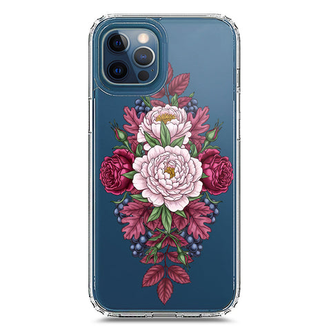 iPhone 12 Pro Max Cover - Velvet Bloom Series - Clear Phone Case - Soft Silicon Borders