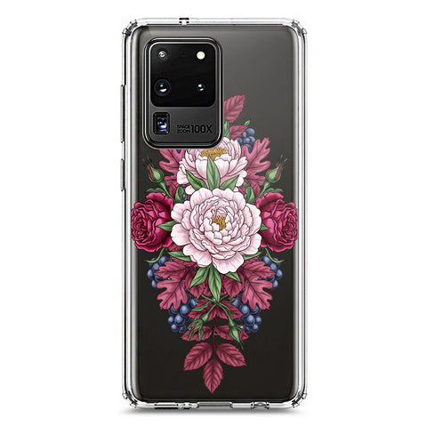 Samsung Galaxy S20 Ultra Cover - Velvet Bloom Series - Clear Phone Case - Soft Silicon Borders