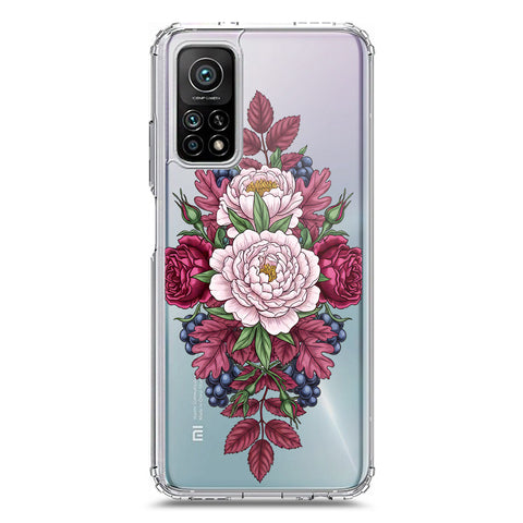 Xiaomi Mi 10T Cover - Velvet Bloom Series - Clear Phone Case - Soft Silicon Borders