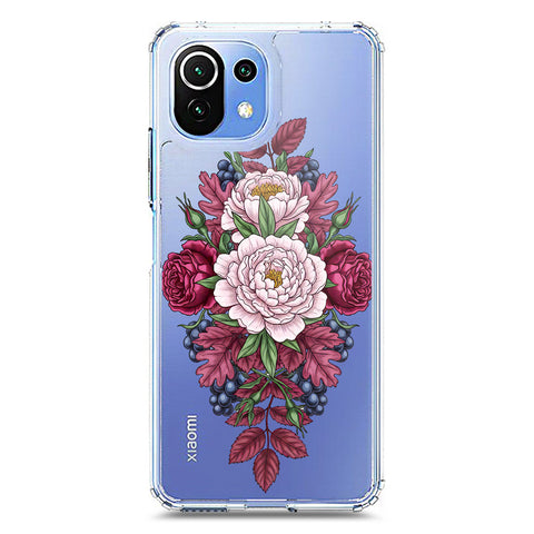 Xiaomi Mi 11 Lite 5G Cover - Velvet Bloom Series - Clear Phone Case - Soft Silicon Borders