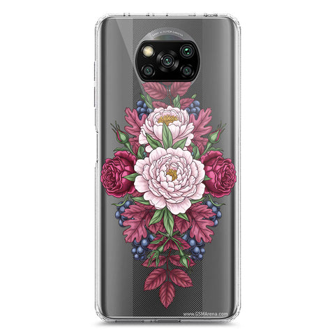 Xiaomi Poco X3 NFC Cover - Velvet Bloom Series - Clear Phone Case - Soft Silicon Borders