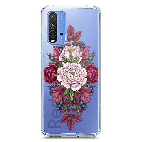 Xiaomi Redmi 9T Cover - Velvet Bloom Series - Clear Phone Case - Soft Silicon Borders