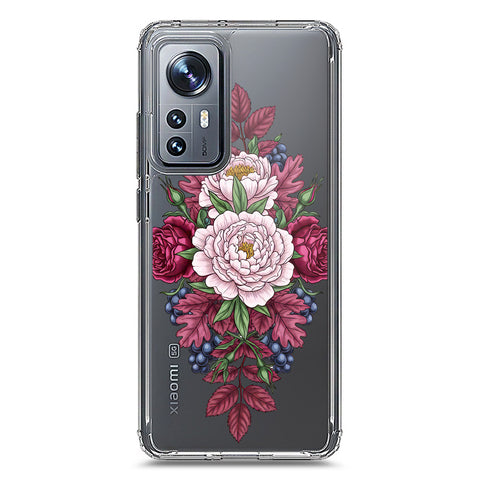 Xiaomi 12 Cover - Velvet Bloom Series - Clear Phone Case - Soft Silicon Borders