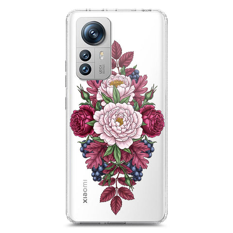 Xiaomi 12 Pro Cover - Velvet Bloom Series - Clear Phone Case - Soft Silicon Borders